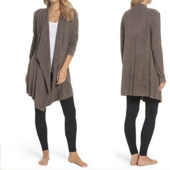 {S/M} Barefoot Dreams CozyChic Lite Island Wrap Cardigan in Gray - Picture 1 of 9